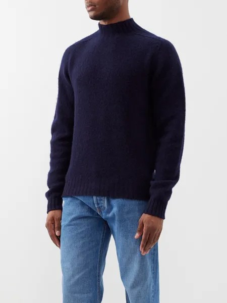Шерстяной свитер shetland с рукавами реглан Drake'S, синий
