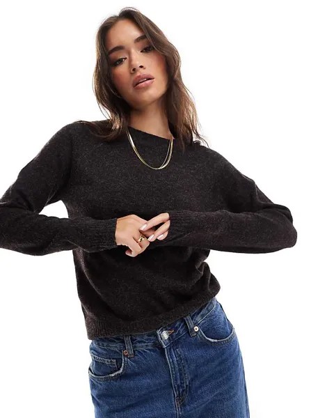 Вязаный джемпер с круглым вырезом Vero Moda шоколадного меланжа