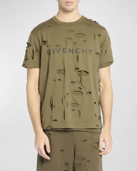 Мужская двухслойная футболка Destroyed Givenchy