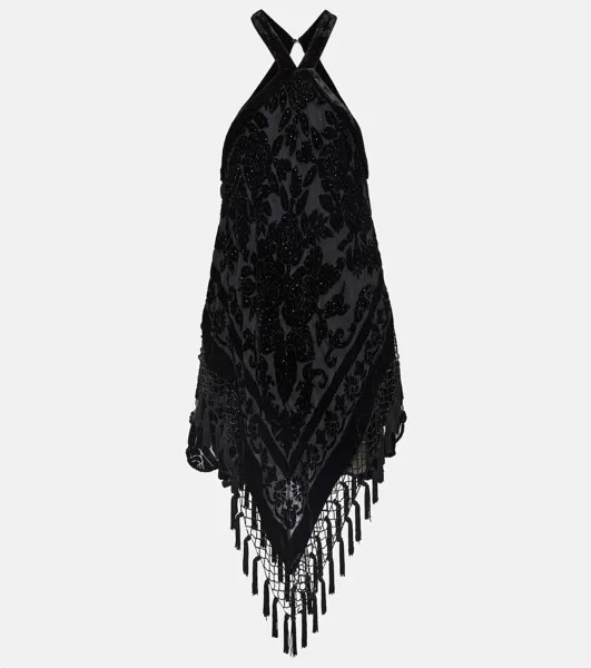 Бархатное мини-платье zilda с вышивкой Isabel Marant, черный
