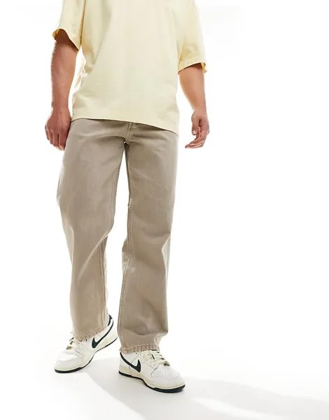 Jack & Jones – Eddie – коричневые потертые мешковатые джинсы в рабочем стиле