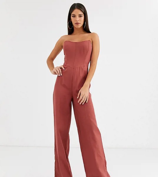 Розовый комбинезон-бандо с широкими штанинами Missguided Tall-Розовый цвет