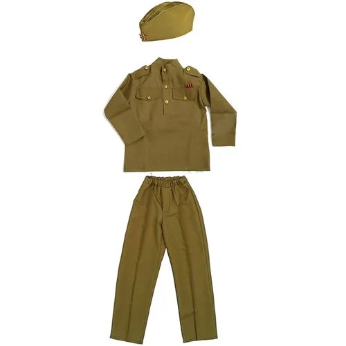 Костюм военный для мальчика (размер 42) - Из ткани - пилотка + брюки + рубашка гимнастерка камуфляжные