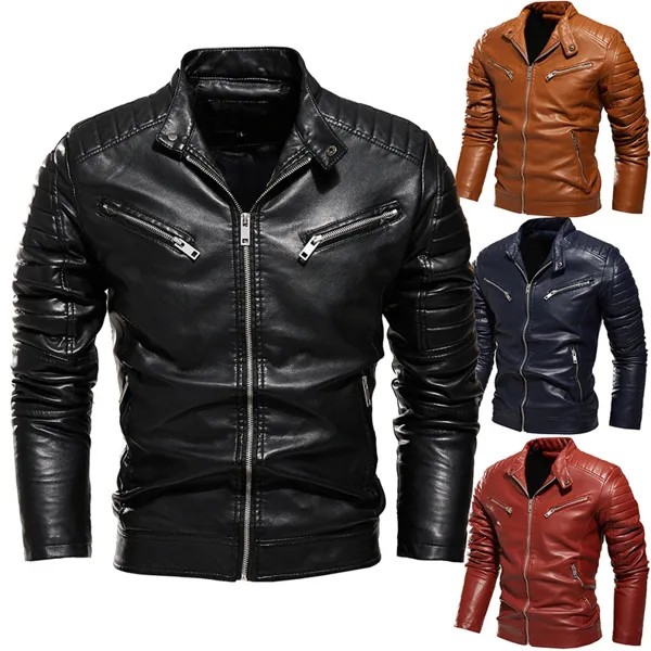 Mens new arrived leather Jacket Men Winter Fleece Motorcycle PU Leahter Jacket Male Stand Collar Casual high quality clothing