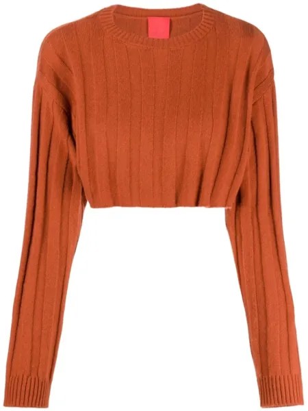 Cashmere In Love укороченный джемпер Remy в рубчик, коричневый
