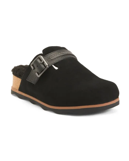 Сабо Brynn Slide из замши и кожи Clarks, черный