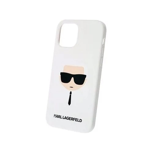 Панель Lagerfeld для iPhone 12/12 Pro, Liquid silicone Karl's Head Hard White
