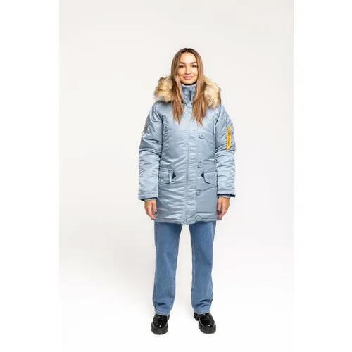 Аляска  Apolloget зимняя, удлиненная, силуэт полуприлегающий, размер 3XL, голубой