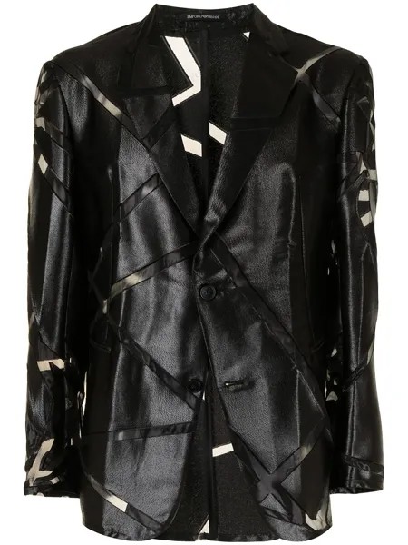 Emporio Armani пиджак из искусственной кожи с прозрачными вставками