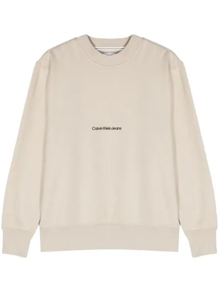 Calvin Klein Jeans толстовка свободного кроя с вышитым логотипом, нейтральный цвет