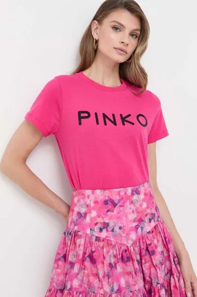 Футболка из хлопка Pinko, розовый