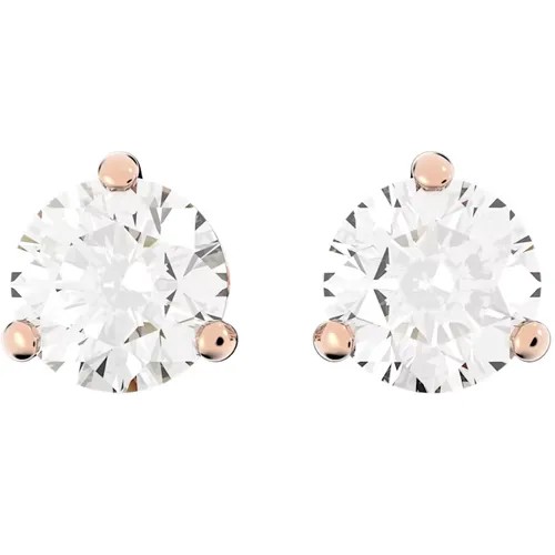 Серьги пусеты SWAROVSKI, кристаллы Swarovski, розовое золото
