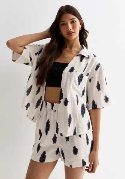 Рубашка-блузка ABSTRACT-PRINT New Look, кремовый