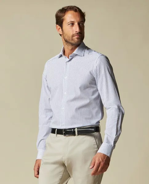 Rumford мужская рубашка в полоску из чистого хлопка, окрашенная в пряжу RUMFORD, белый/синий