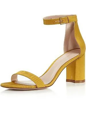 Женские желтые сандалии Lessnudist с круглым носком на блочном каблуке и пряжкой STUART WEITZMAN, размер 7 м