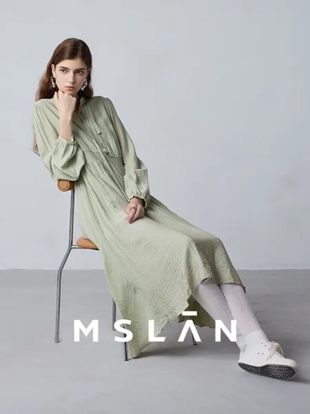Платье Mslan с драпировкой средней длины, миндальный цвет