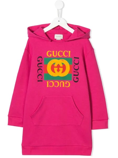 Gucci Kids толстовка с капюшоном и заплаткой с логотипом