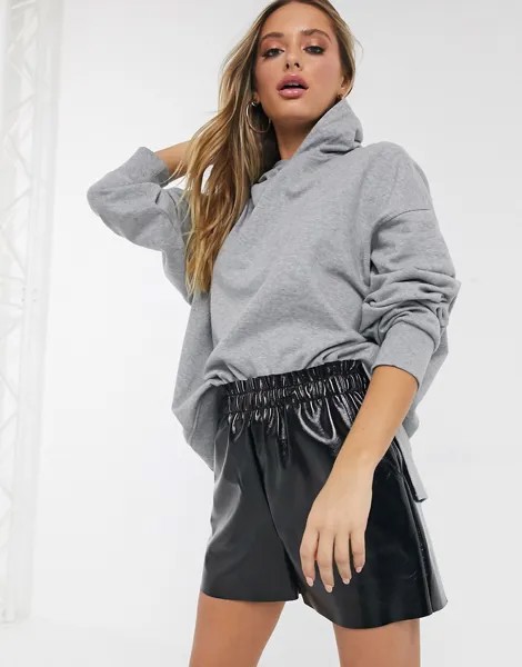 Серый меланжевый oversize-худи ASOS DESIGN