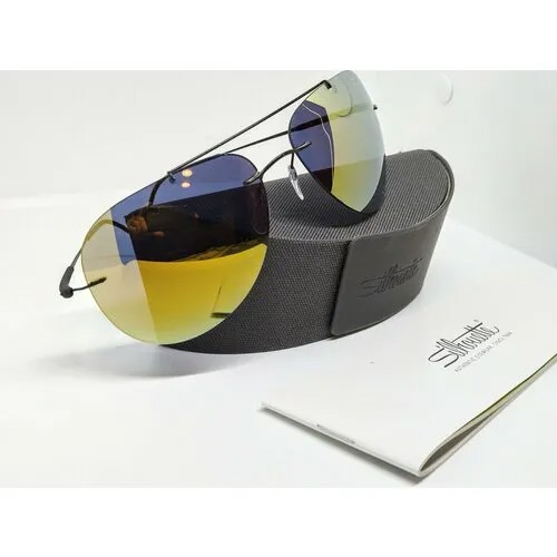 Солнцезащитные очки Silhouette 8667 6249, авиаторы, ударопрочные, устойчивые к появлению царапин, зеркальные, с защитой от УФ, черный