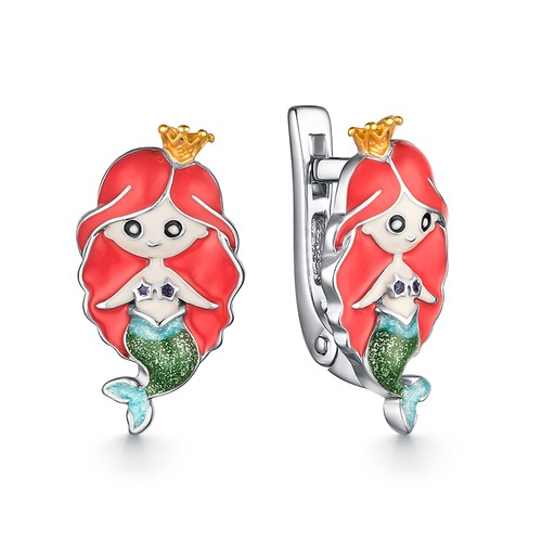 Серьги UVILERS, серебро, 925 проба, родирование, эмаль, серебряный