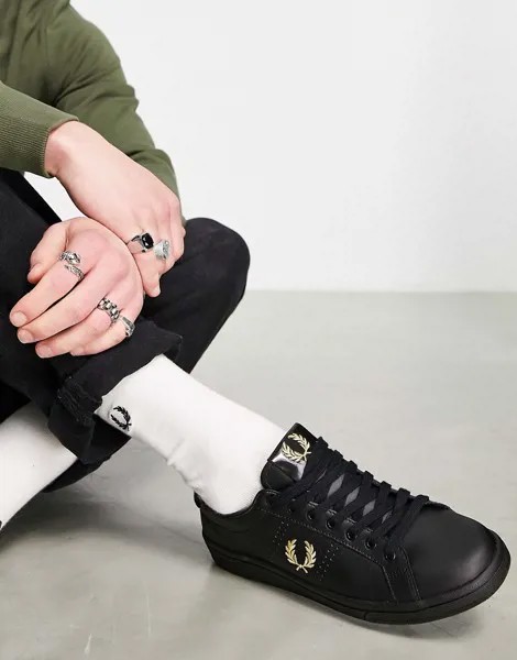 Черные кожаные кроссовки с ярлычком Fred Perry B721-Черный