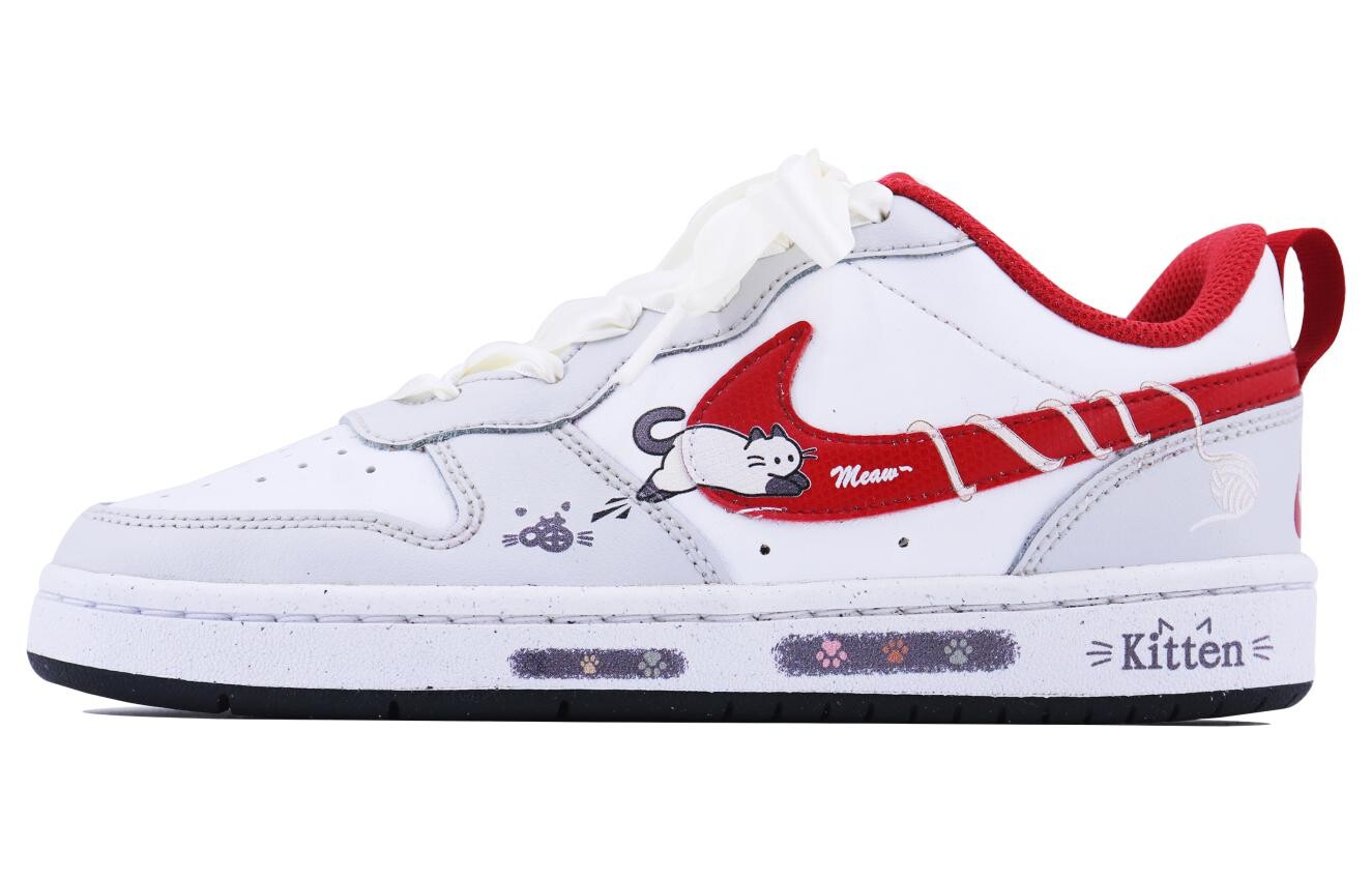 Кроссовки Nike Court Borough Skateboarding Shoes Women's Low-top White/Red, белый/красный