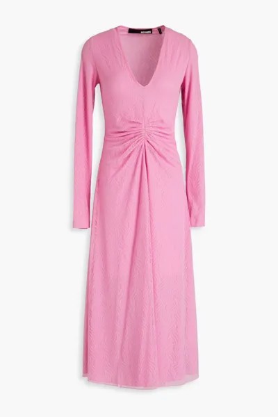 Платье миди из эластичного кружева со сборками Rotate Birger Christensen, розовый