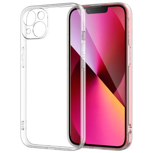 Прозрачный силиконовый чехол с защитой камеры для Apple iPhone 14 Plus / Тонкий противоударный легкий чехол на телефон Эпл Айфон 14 Плюс