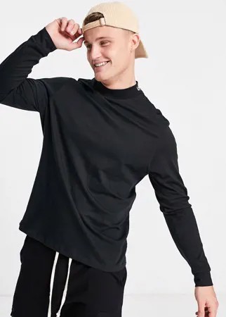 Черный лонгслив с высоким воротником Jack & Jones Originals ORG-Черный цвет