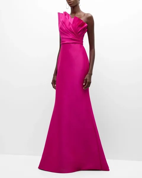 Плиссированное платье без бретелек Badgley Mischka Collection, цвет Fuchsia
