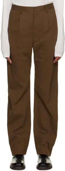 Коричневые брюки со складками LEMAIRE