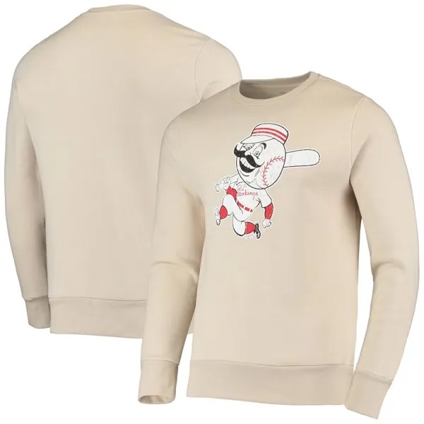 Мужской флисовый пуловер Majestic Threads Oatmeal Cincinnati Reds, толстовка
