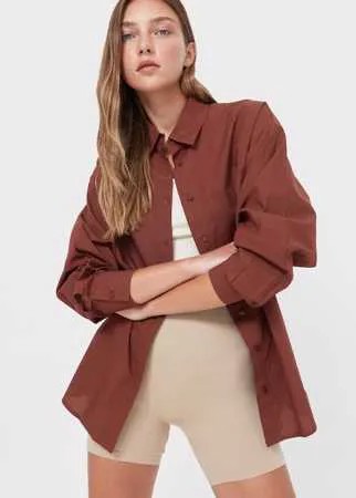 Stradivarius Рубашка Прямого Кроя Коричневый S