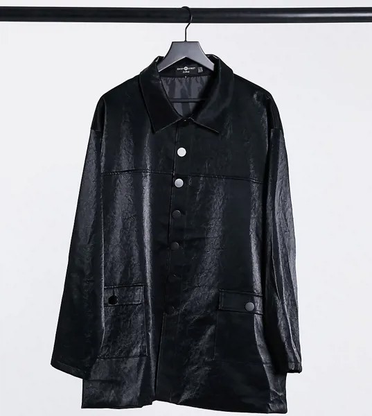 Удлиненная куртка из фактурного винила Daisy Street Plus-Черный