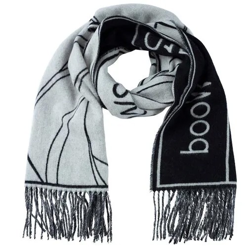 Широкий длинный шарф TOM WOOD 21503.984 серый+черный UNI