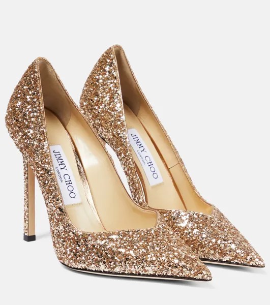 Туфли-лодочки Casse 100 с блестками Jimmy Choo, золотой
