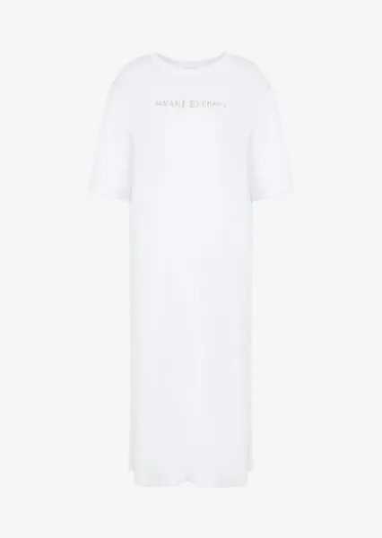 Трикотажное платье миди из органического хлопка с логотипом Armani Exchange, белый