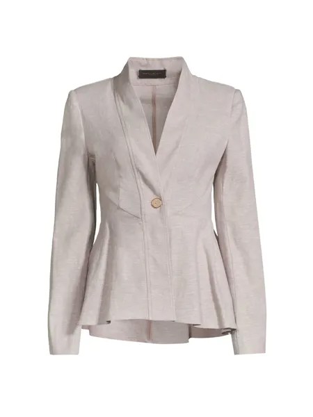 Пиджак с баской из смесовой льняной ткани Donna Karan New York