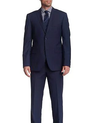 Zanetti Modern Fit Темно-синий шерстяной костюм в клетку на двух пуговицах с карманом для билетов