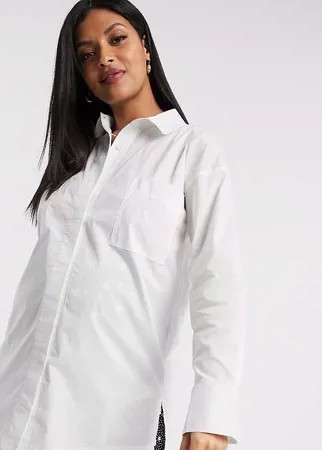 Белая поплиновая рубашка с широкими манжетами Missguided Maternity-Белый