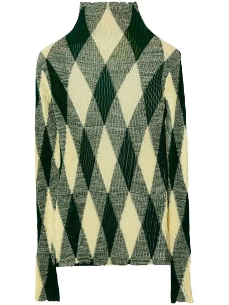 Burberry джемпер с высоким воротником и узором аргайл, нейтральный цвет