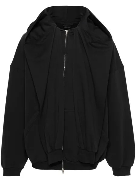 Balenciaga многослойное худи на молнии, синий