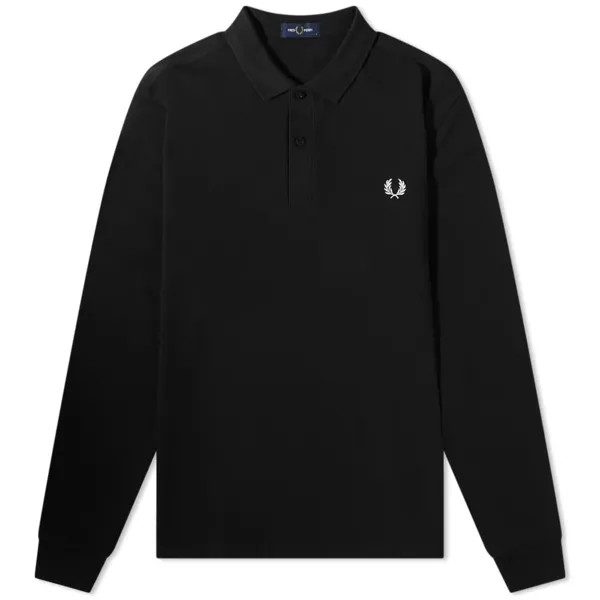 Футболка-поло Fred Perry Authentic Long Sleeve Plain, черный (Размер М)