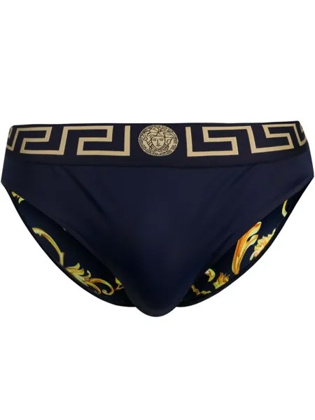 Versace плавки с принтом Greca, синий