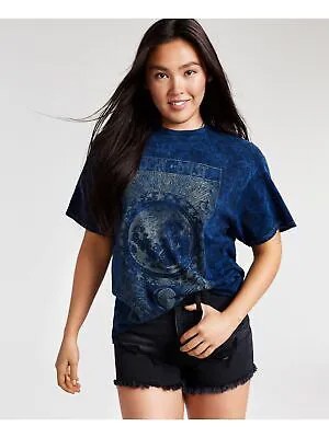 JUNK FOOD Женская темно-синяя футболка с круглым вырезом с короткими рукавами XS