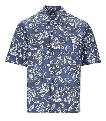 Cp Company Синяя рубашка с цветочным принтом для мужчин
