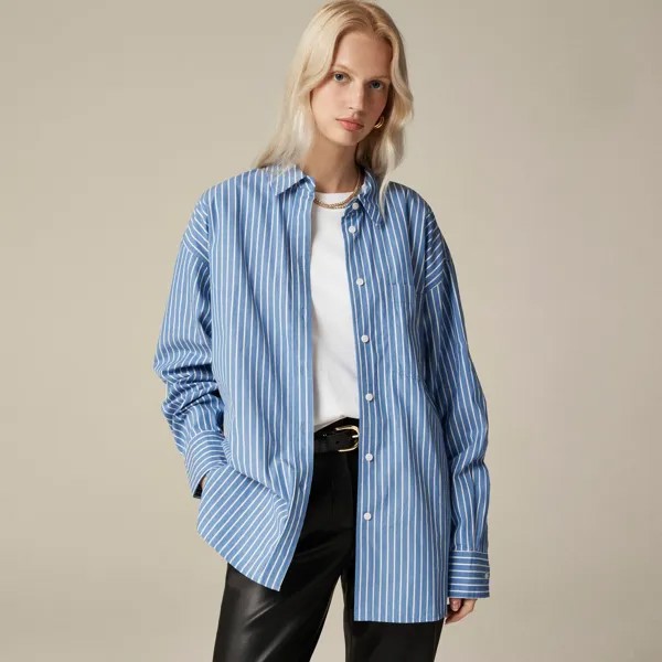 Рубашка свободного покроя Étienne из полосатого хлопкового поплина J.Crew, синий