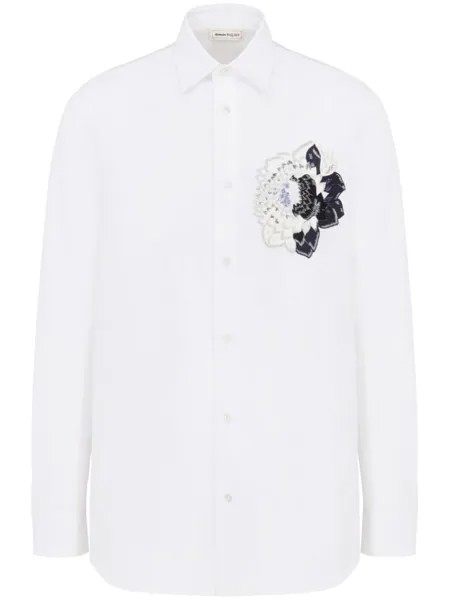 Alexander McQueen поплиновая рубашка Dutch Flower, белый
