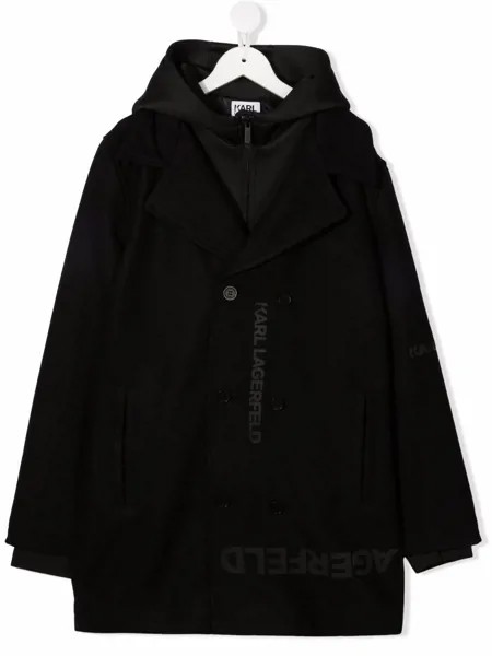 Karl Lagerfeld Kids пальто с капюшоном и логотипом