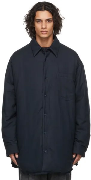 Темно-синяя стеганая хлопковая рубашка Maison Margiela